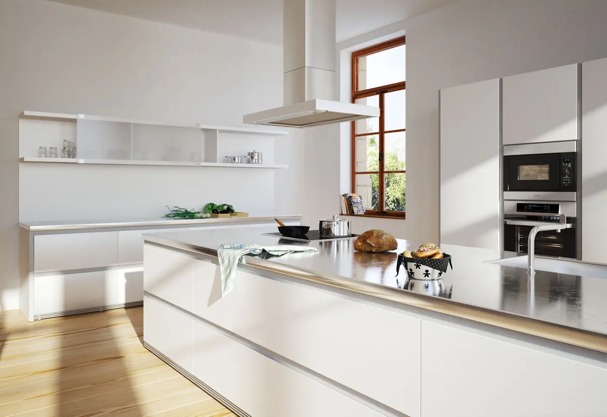 Cuisine design épurée, aménagement intérieur contemporain